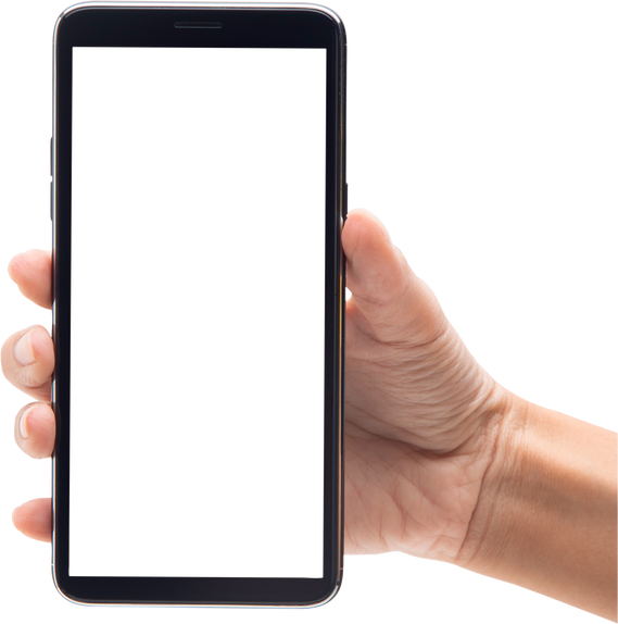 Hand Holding a Blank Mobile Phone