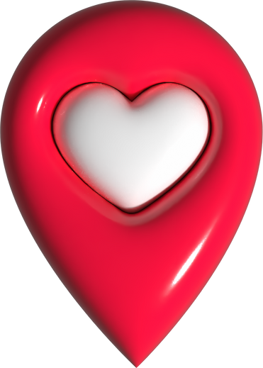 3d red location pin heart